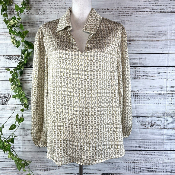 CotilCo Blouse Tunic Plus size 1X Gold Chains Career Professional Modest Church - Picture 1 of 11